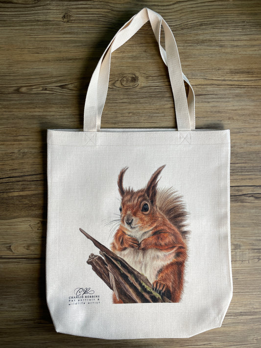 Premium Linen Red Squirrel Reusable Tote Bag